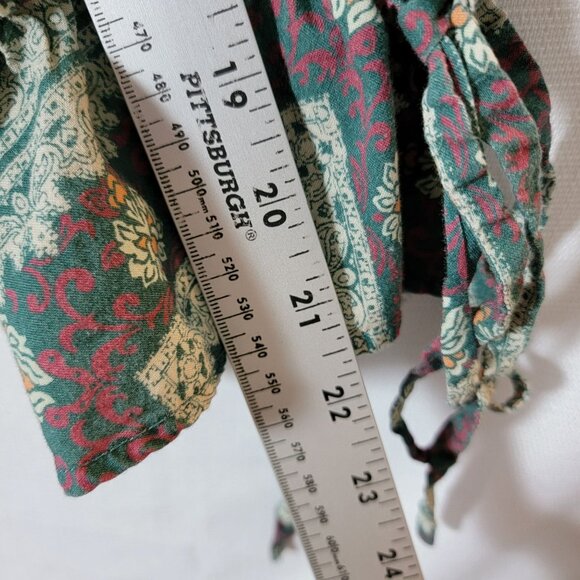 Porridge Womens Tunic Top Sz 1X Long Puff Sleeves Pleated Green Wine Floral Y2K - Picture 6 of 13